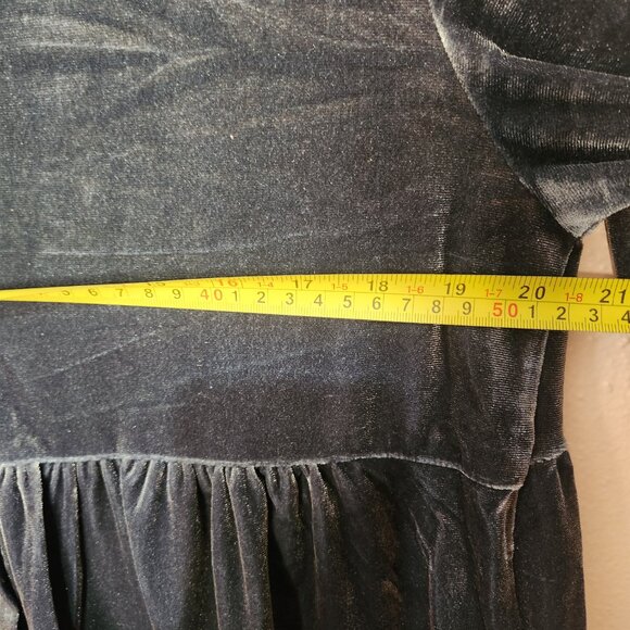 Y2K Inspired Dark Gray Velvet Button Down 3/4 Sleeve Tunic Casual Size Small - Picture 11 of 12